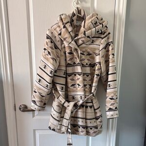 Ava & Viv Geometric Beige Teddy Jacket